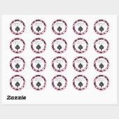 20 - 1,5" Favor Stickers Hot Pink Black Damask (Vel)