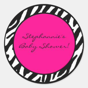 20 - 1,5" Favor Stickers Hot Pink Zebra Print