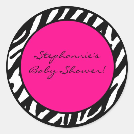20 - 1,5" Favor Stickers Hot Pink Zebra Print (Voorkant)