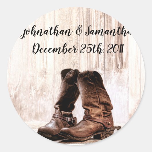 20 - 1,5" Favor Stickers laarzen Country Rustic We (Voorkant)