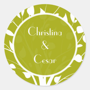 20 - 1,5" Favor Stickers Modern groen / wit