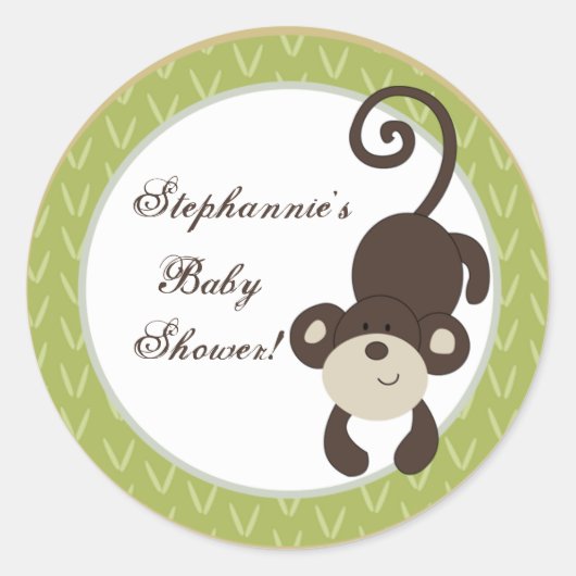 20 - 1.5" Favor Stickers Monkey Time Zoo Animal (Voorkant)