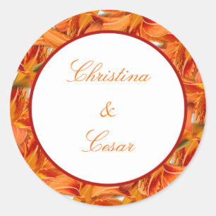 20 - 1,5" Favor Stickers Oranje Tijger Lilly w/Str