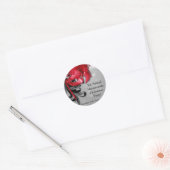 20 - 1,5" Favor Stickers Rood op Silver Masquerade (Envelop)