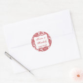 20 - 1,5" Favor Stickers Rood Wit Damast Kant (Envelop)