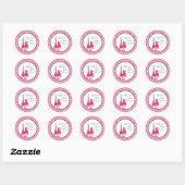 20 - 1,5" Favor Stickers Roze Poodle Paris Eiffel (Vel)