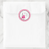 20 - 1,5" Favor Stickers Roze Poodle Paris Eiffel (Tas)