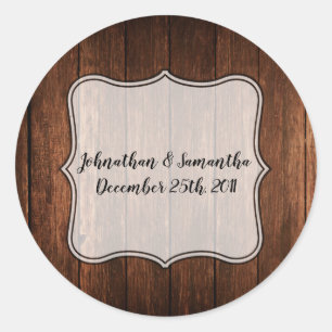 20 - 1,5" Favor Stickers Schuur Hout Landelijk Rus