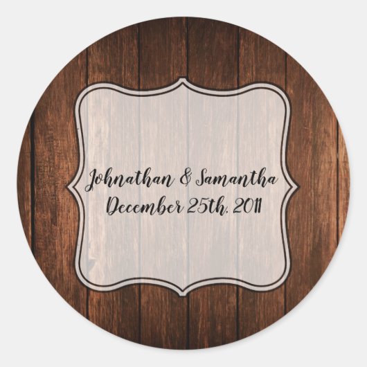 20 - 1,5" Favor Stickers Schuur Hout Landelijk Rus (Voorkant)