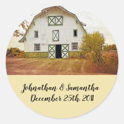 20 - 1,5" Favor Stickers Sunset Barn Country Rust (Voorkant)