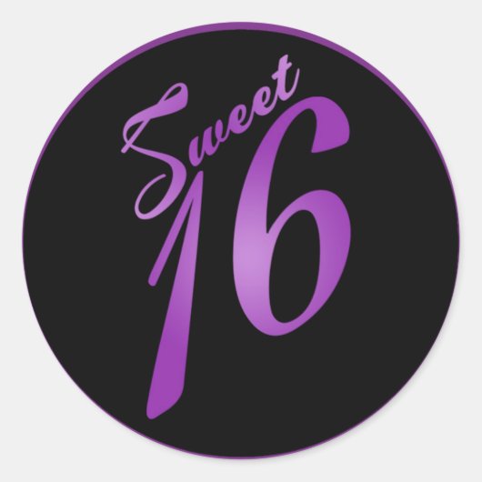 20 - 1,5" Favor Stickers Sweet 16 Paarse Lila (Voorkant)