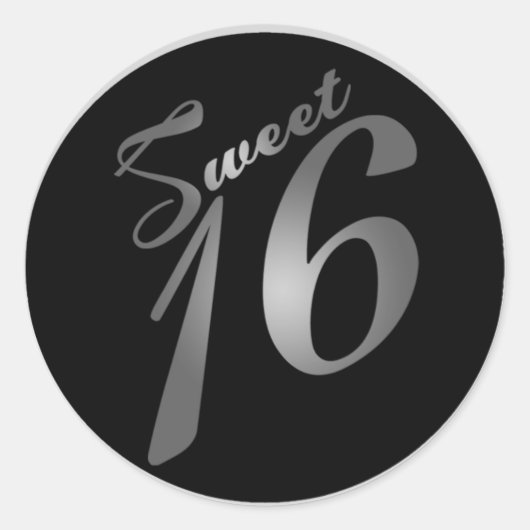 20 - 1,5" Favor Stickers Sweet 16 Silver (Voorkant)