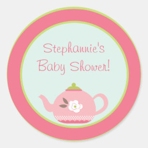 20 - 1,5" Favor Stickers Tea Party Roze Pastel