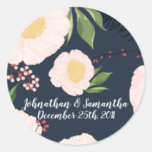 20 - 1,5" Favor Stickers Wit Bloemen op