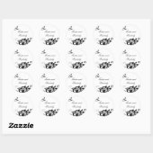 20 - 1,5" Favor Stickers Zwart Wit Bloemen Filig (Vel)