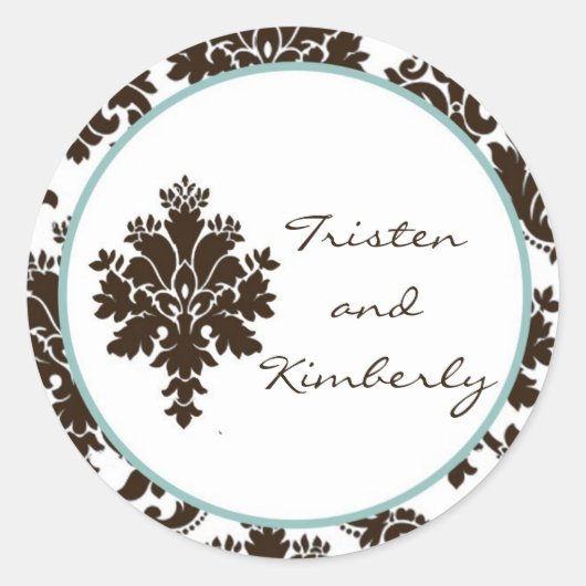 20 - 1,5" Favoriet Stickers Bruin Damask (Voorkant)