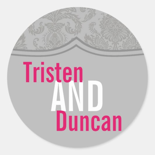 20 - 1.5" Favoriete Stickers Modern Grijs Damask K (Voorkant)