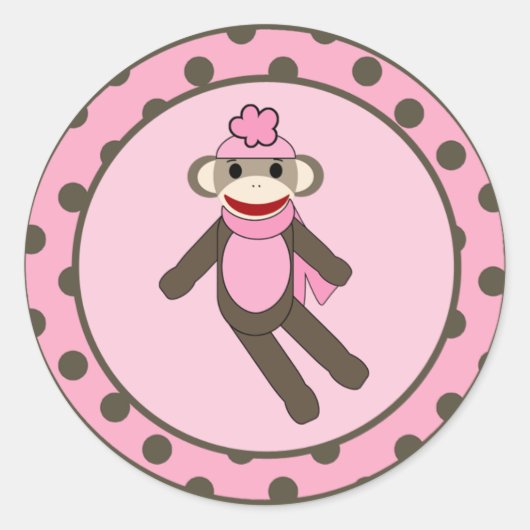 20 - 1.5" Favoriete Stickers Roze Sock Aap (Voorkant)