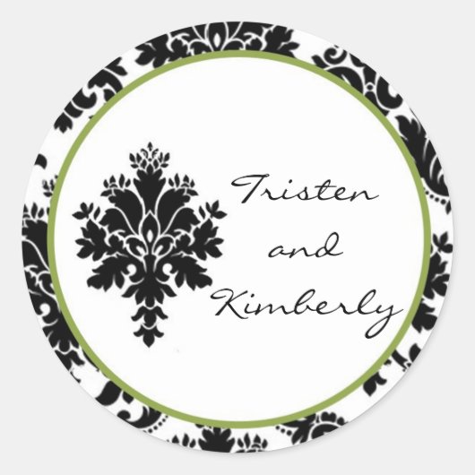 20 - 1.5" Favoriete Stickers Zwart Groen Damask (Voorkant)