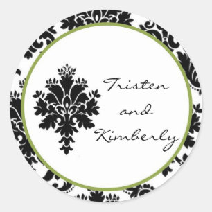 20 - 1.5" Favoriete Stickers Zwart Groen Damask