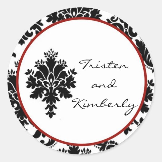 20 - 1.5" Favoriete Stickers Zwart Rood Damask (Voorkant)
