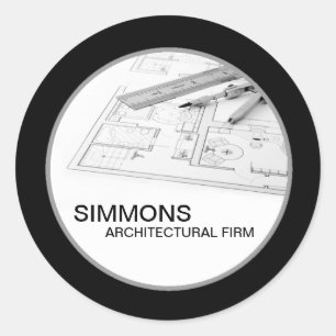 20 - 1,5-inch Black Architectural Business-Sticker Ronde Sticker