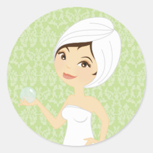 20 - 1,5-inch Business Stick Green Damask Spa Mass Ronde Sticker