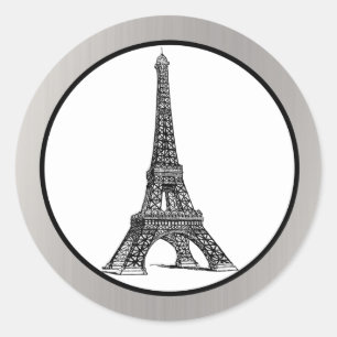 20 - 1,5-inch envelop Seal Black Eiffeltoren Ronde Sticker