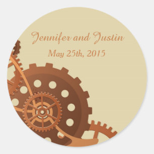 20 - 1,5 inch envelop Seal Steampunk Cogs Gears Ronde Sticker