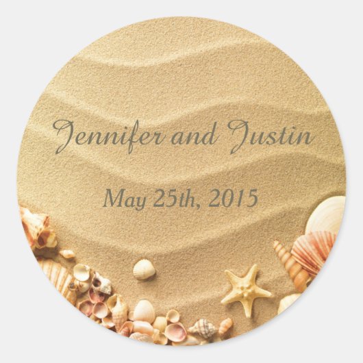 20 - 1.5 Inch Envelope Seals Seashell Beach Sand Ronde Sticker (Voorkant)