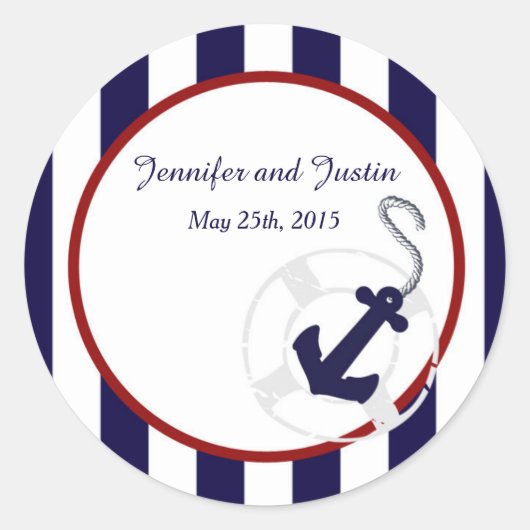 20 - 1,5-inch envelopzegel blauw anker nicht ronde sticker (Voorkant)