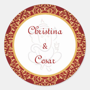 20 - 1,5-inch Favor Stickers Lord Ganesha/Hindu Re