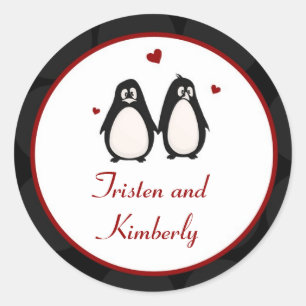 20 - 1,5-inch professoren van pinguïn Love Couple  Ronde Sticker