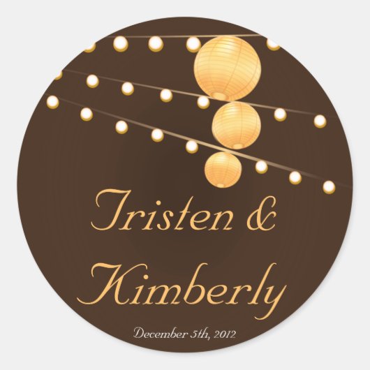20 - 1.5"Stickers Papieren lantaarns op Bruin Ronde Sticker (Voorkant)