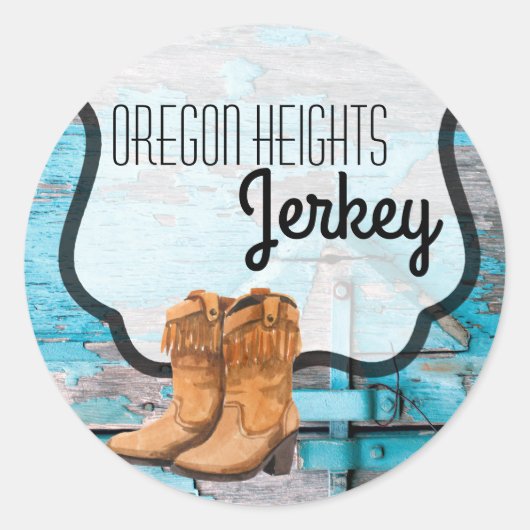 20 - 1,5" Zakelijke Stickers Blauwe Houten Schuurd (Voorkant)