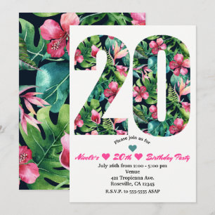 20 20e Floral Birthday Party Kaart