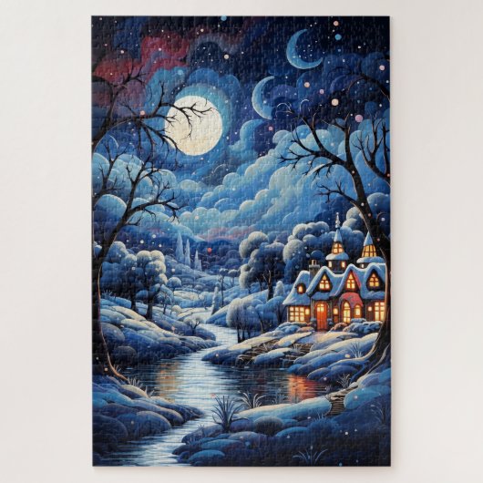 20" * 30" Night Village, 1014 stuks Legpuzzel (Verticaal)