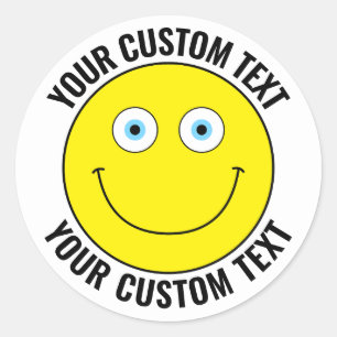 20 Aangepaste Gepersonaliseerde Happy Face YELLOW Ronde Sticker