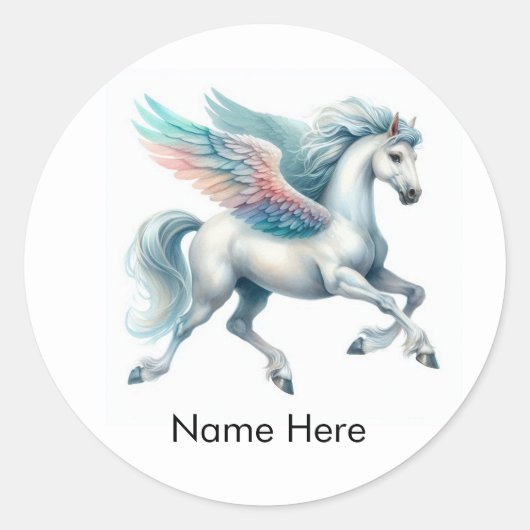20 aangepaste naam Pegasus ronde stickers (Voorkant)