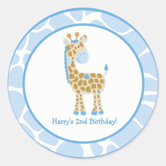 20 Aanpasbare Cupcake Toppers Jungle Giraffe Ronde Sticker (Voorkant)