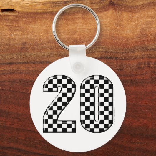 20 auto-racenummer sleutelhanger (Voorkant)