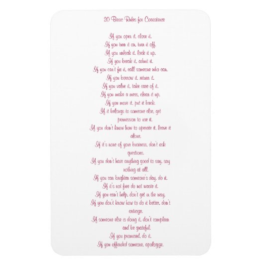 20 Basisregels voor coëxistentie Magneet (Verticaal)