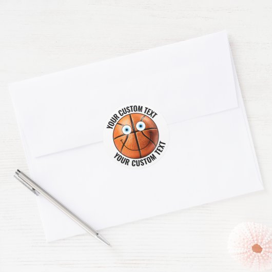 20 Basketbal Gepersonaliseerde Tekst Aangepaste Ha Ronde Sticker (Envelop)