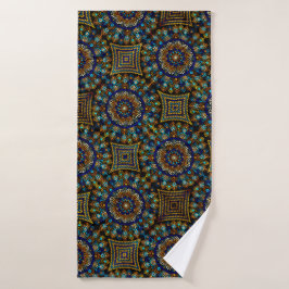 20 Blauw en Goud Mandala Badhanddoek