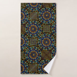 20 Blauw en Goud Mandala Badhanddoek