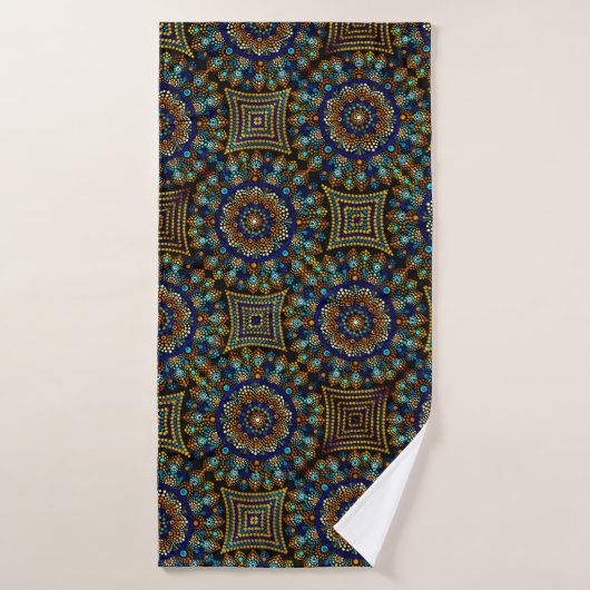 20 Blauw en Goud Mandala Badhanddoek (Badhanddoek)