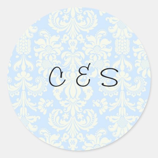 20 Blauw/Wit Damask Bruiloft Favor Stickers (Voorkant)