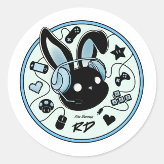 20 Blue RabbitzDen Gamer bunny logo stickers