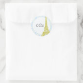 20 Bruiloft in Paris Blue Damask Favor Stickers (Tas)