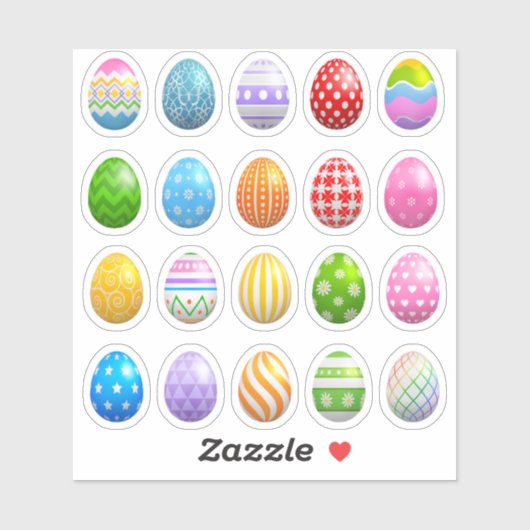 20 Colorful Easter Eggs Scrapbook-Stickers Sticker